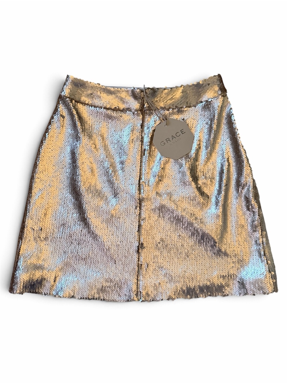 Grace MMXIII Iridescent Sequin Mini Skirt in Gold/Rose Gold